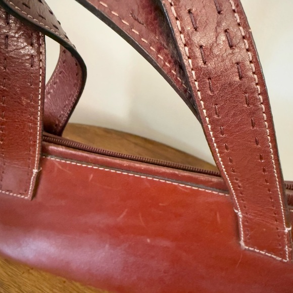 Beautiful Vintage Chestnut Brown Fossil 100% Leather Handbag Purse - Picture 3 of 14